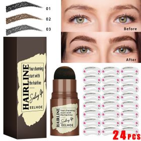Eyebrow Stamp Stencil Kit, 24 Pc Eyebrow Shaping Stencils, Long-lasting Eyebrow Brow Definer, Perfect Make-up Reusable Kit (Option: 2 Dark Brown + 24 Cards)